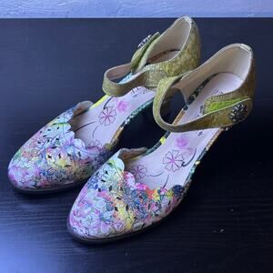 L’Artiste Colorful Spring Flora Maria Garden Heel Summer Dressy Sandal Artsy 7.5